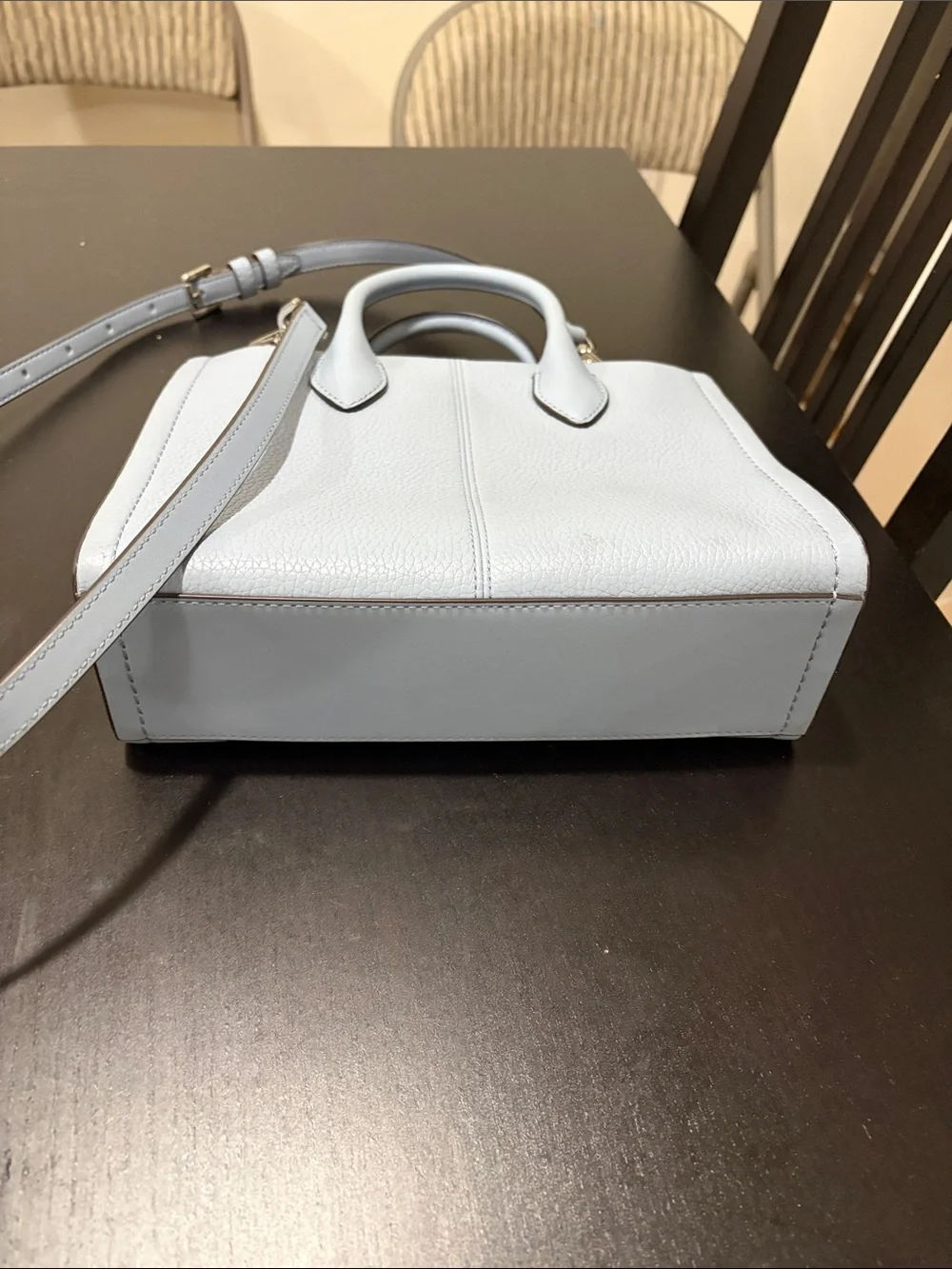 Michael Kors Powder Blue Pebble Leather Satchel with Strap